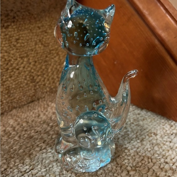 Vintage Elegant Murano Glass Cat Figurine - Blue - Picture 9 of 15
